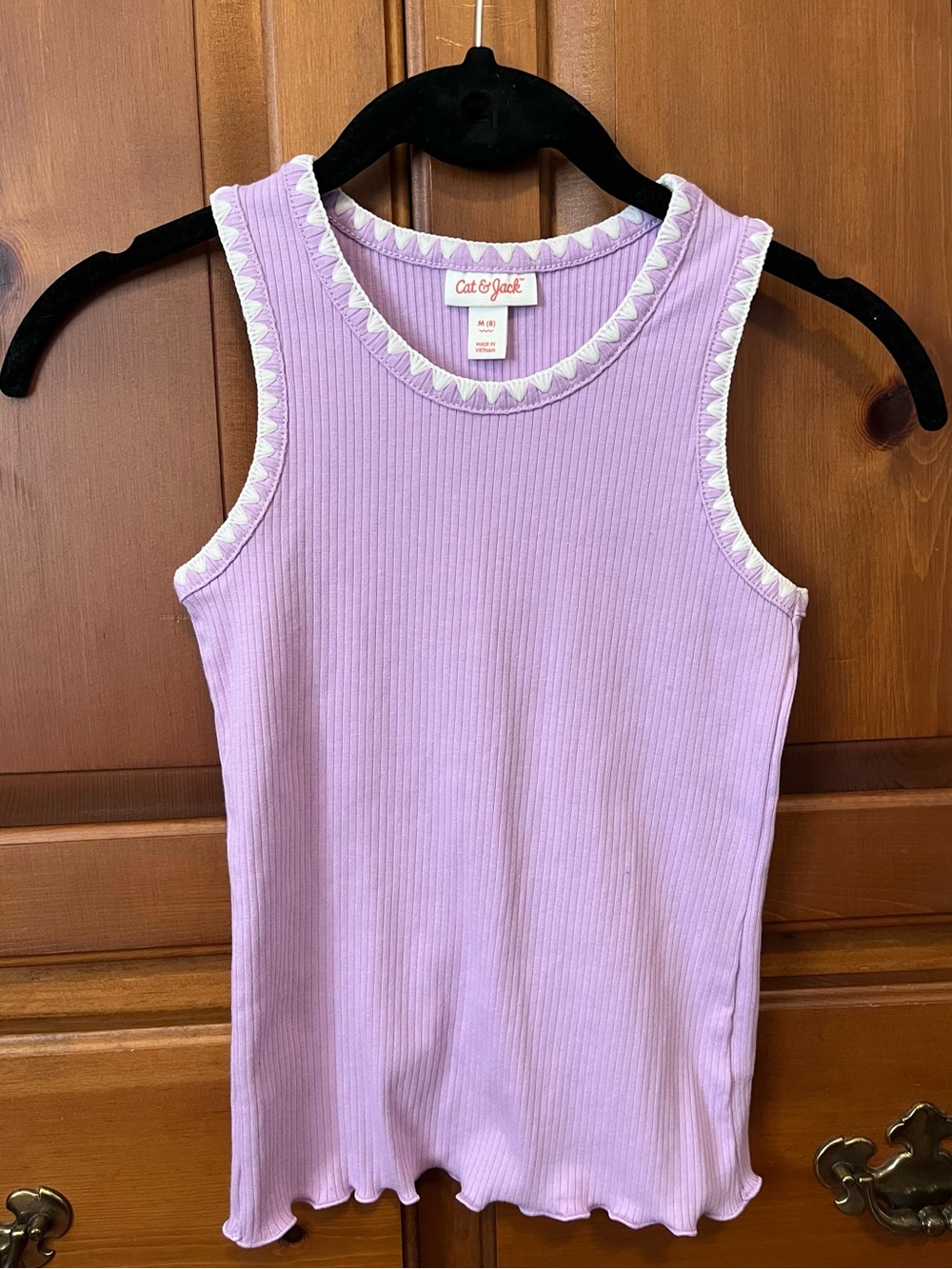 Cat & Jack Lavender Ribbed Tank with White Trim